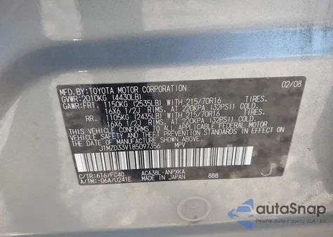 2008 Toyota Rav4 from USA, damaged, VIN JTMZD33V185097356